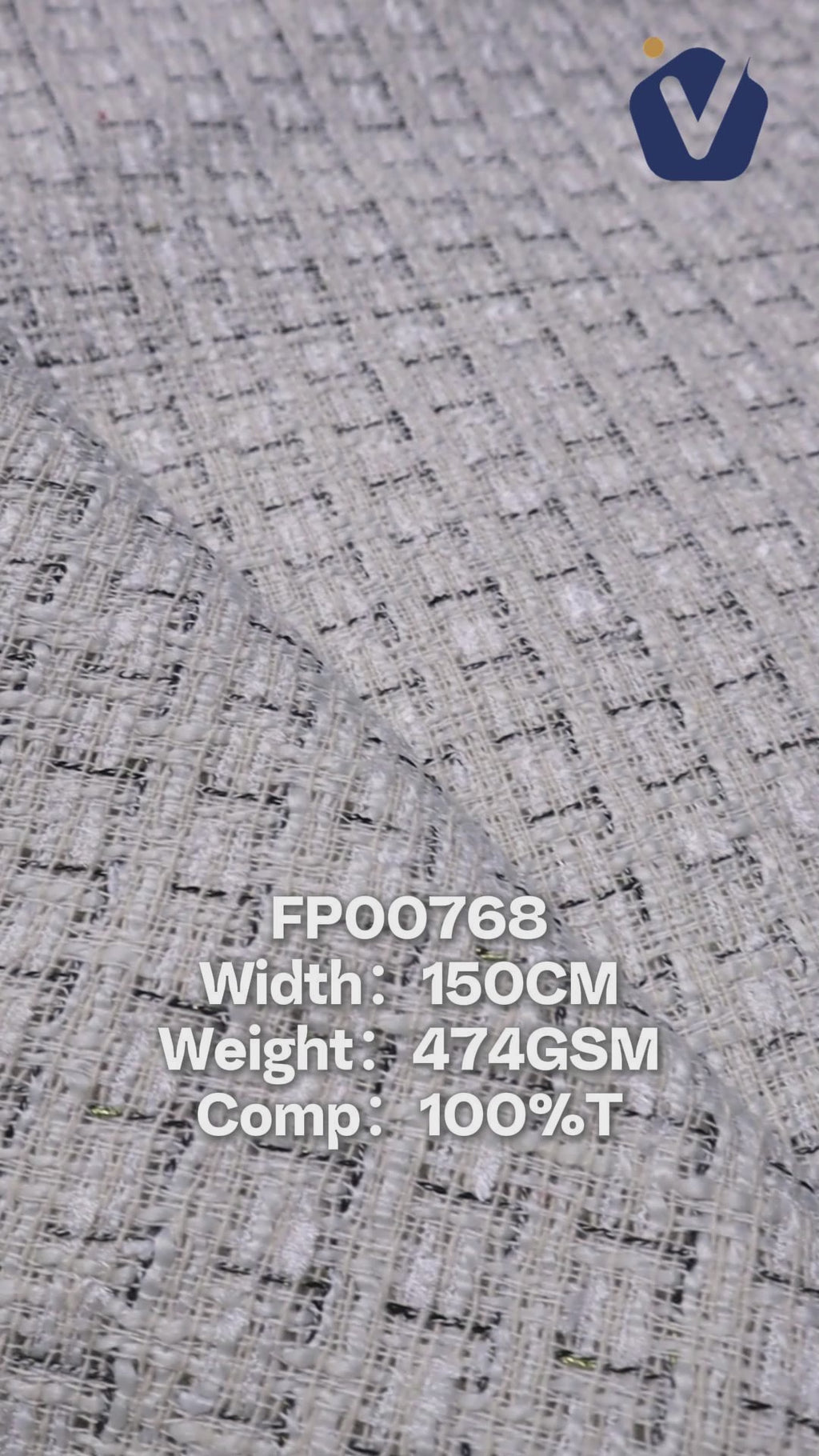 FP00768 / 1927 White / Chanel-style Tweed fabric video